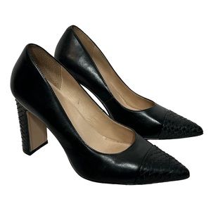 Able Black Heels with Textured Toe